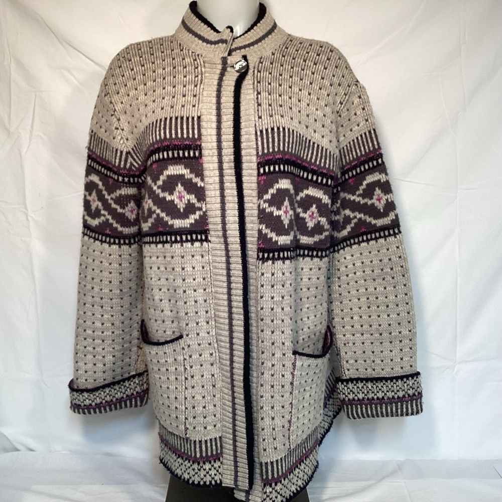SABRA sweater coat measures size large color light gray